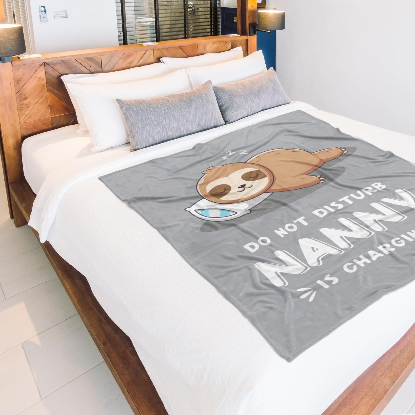 Nanny Gifts for Birthday, Nanny is Charging Blanket, Mothers Day Birthday Gifts for Nannie from Grandkids, Super Soft Throws Blanket for Nannie Nana Grandma, 60"x50"
