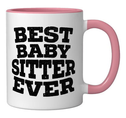Best Babysitter Ever Babysitting Sitter Job Profession Ceramic Mug, Pink/White