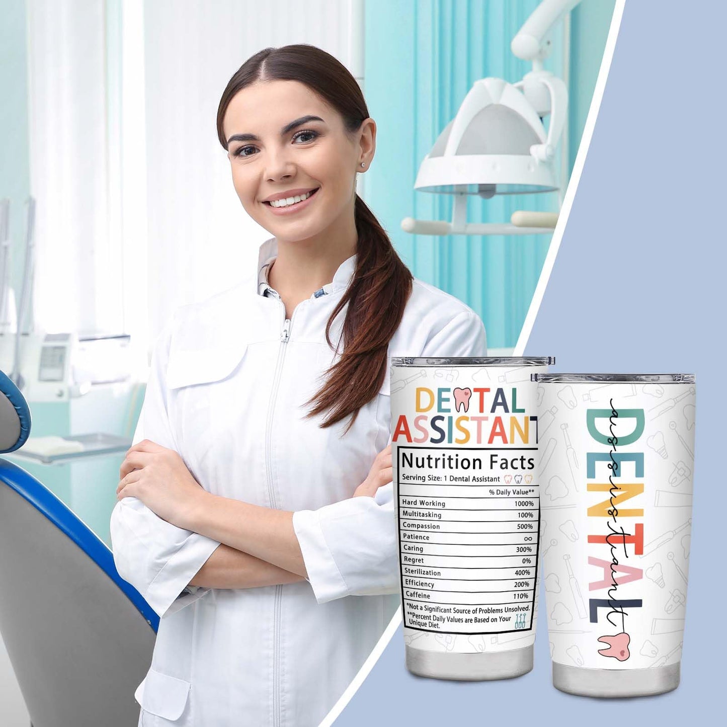 Dental Assistant Gifts for Women, Inspirational Gifts for Dental Office, Dental Assistant Must Haves Tumbler, Dental Assistant Appreciation Travel Coffee Tumbler Mug Cup 20oz