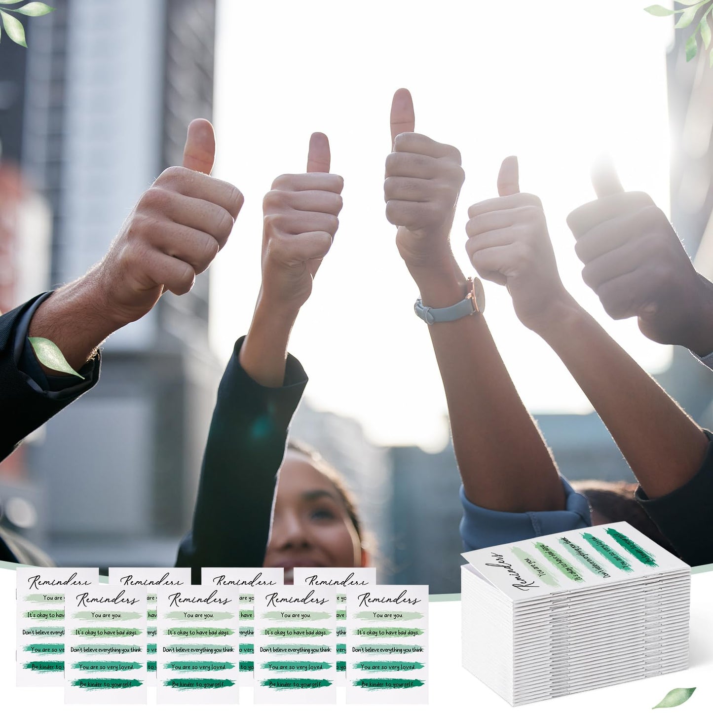 Eaasty 50 Pcs Mental Health Awareness Gifts Bulk Inspirational Little Reminders Green Ribbon Mental Health Journal Mini Notebook Employee Appreciation Gifts for Coworkers Staff Teacher Visitors