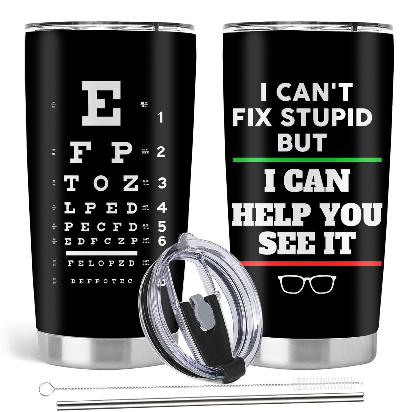 Optometrist Gifts, Optometry Gifts for Women, Ophthalmology optician gifts, 20oz Stainless Steel Tumbler with Lid Straw