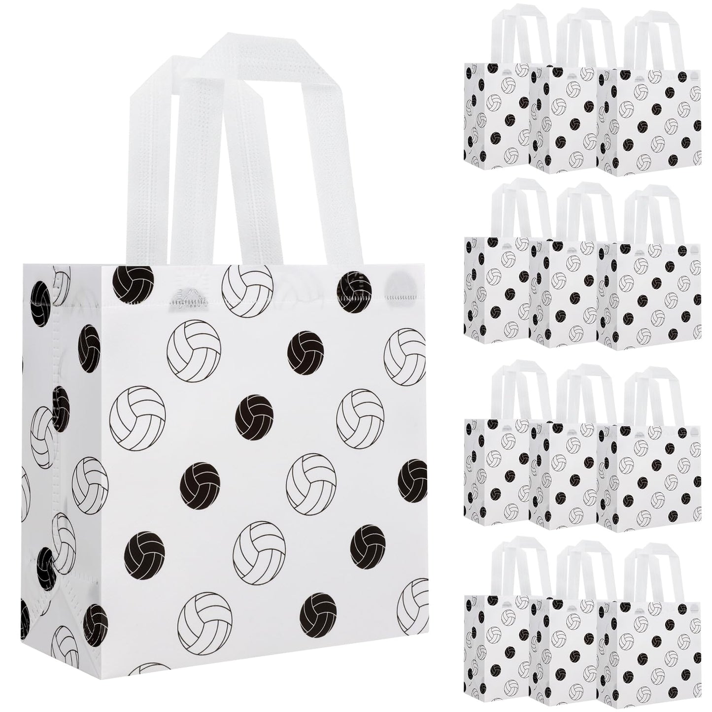 Hxezoc 12 Pieces Volleyball Gift Bags with Handle, Reusable Non Woven Treat Goodie Bag Sport Favor Bags For Volleyball Theme Birthday Party Decoration Supplies