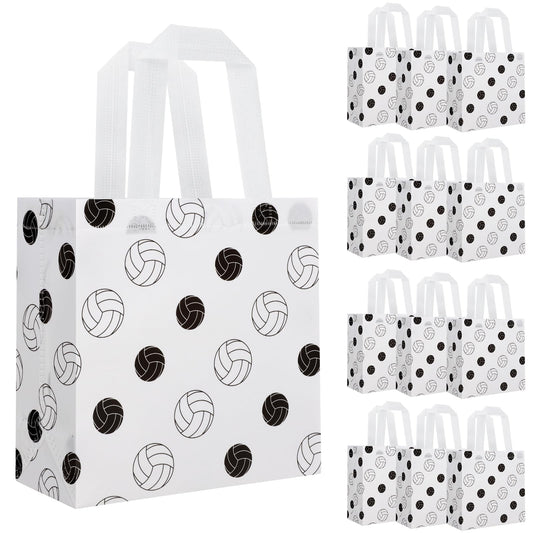 Hxezoc 12 Pieces Volleyball Gift Bags with Handle, Reusable Non Woven Treat Goodie Bag Sport Favor Bags For Volleyball Theme Birthday Party Decoration Supplies