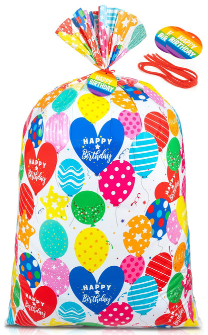 Sofier Large Birthday Gift Bags 36''x56'' Jumbo Happy Birthday Gift Wrap Extra Large Plastic Gift Bags for Big Giant Presents Kids Party