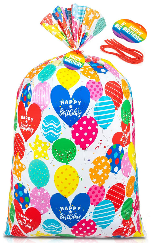 Sofier Large Birthday Gift Bags 36''x56'' Jumbo Happy Birthday Gift Wrap Extra Large Plastic Gift Bags for Big Giant Presents Kids Party