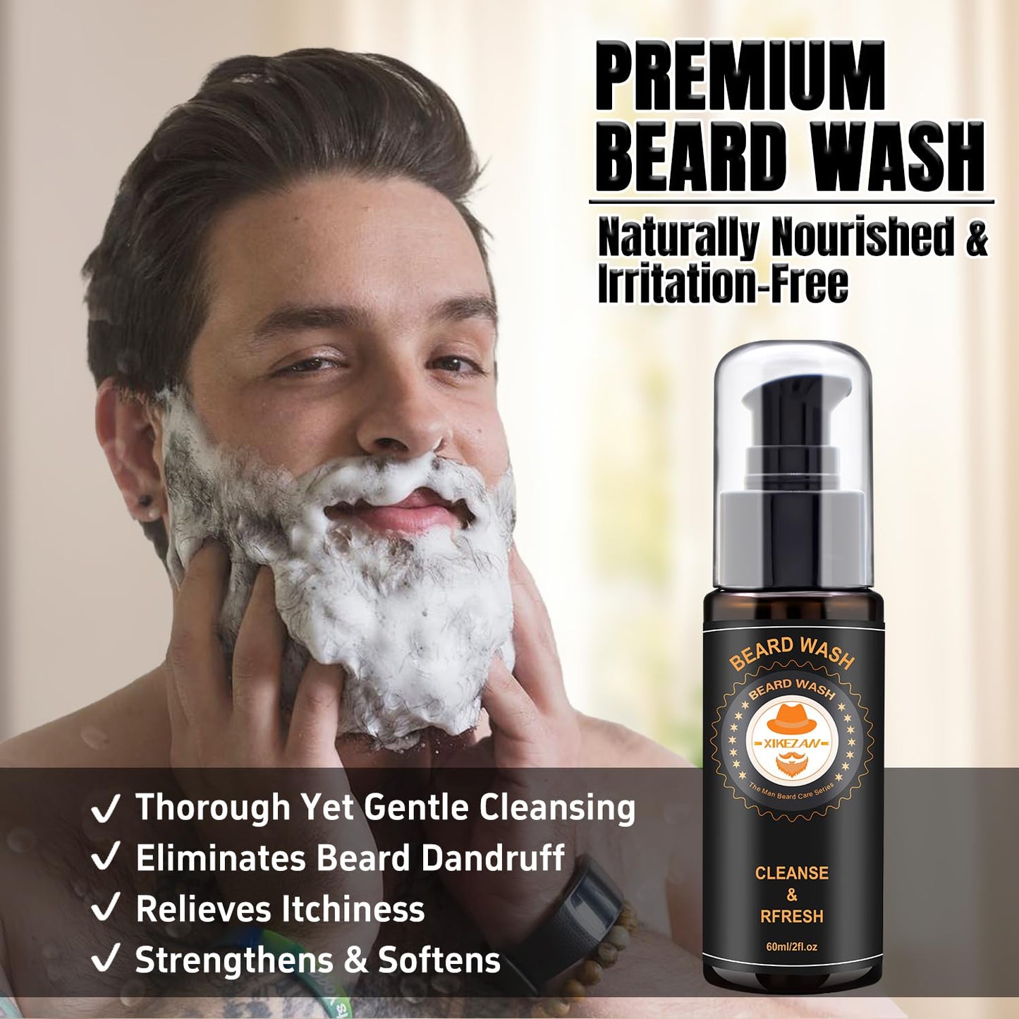 XIKEZAN Fathers Day Gifts for Dad Husband,Beard Kit Gifts for Men Grooming & Care w/Beard Conditioner, Wash,Oil,Balm,Birthday Valentines Easter Gifts for Mens Him Boyfriend Christmas Stocking Stuffers