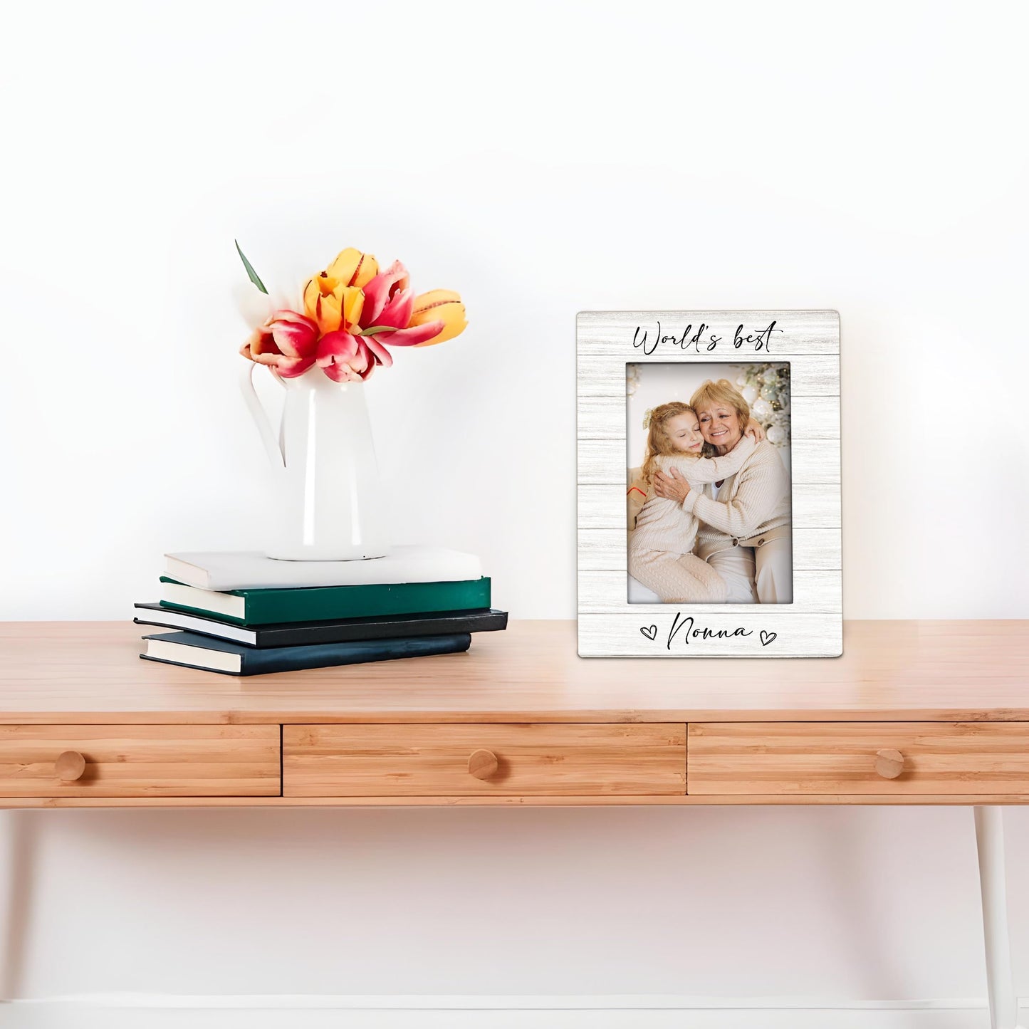 Nonna Grandma 4x6 Picture Frame, Mother's Day Gifts for Grandma Birthday Wooden Picture Frame, Best Grandmother Gifts, World's Best Nonna Decorative Photo Frames for Table Desk Decor
