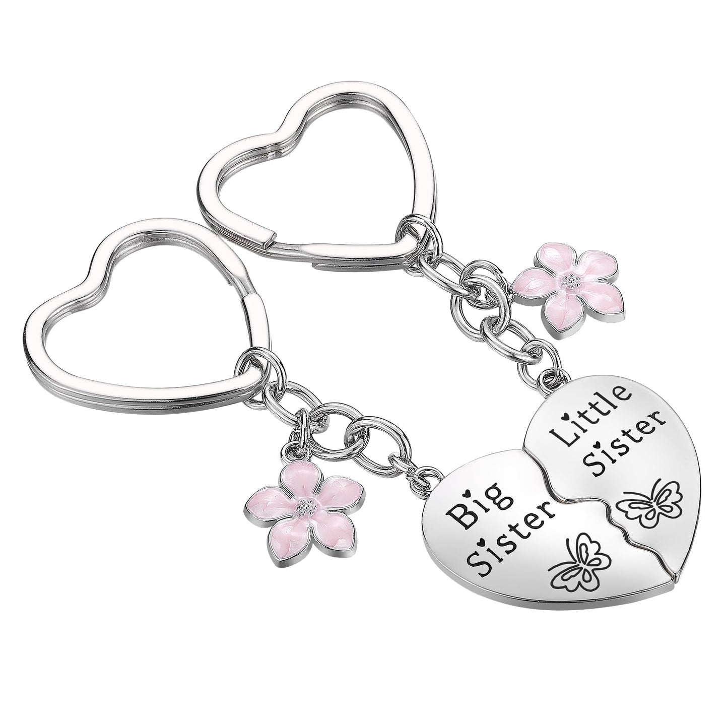 Lcbulu Sister Gifts from Sisters - 2PCS Big Little Sisters Matching Heart Keychain, Christmas Birthday Gifts for Sister