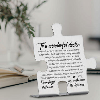 To A Wonderful Doctor Appreciation Gifts, Thank You Gifts for Physician, Medical Mentor, White Coat Ceremony, Retirement Office Puzzle Piece Decorative Signs Plaques YCC18