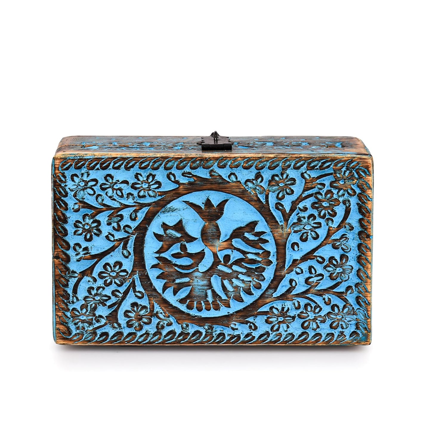 |Wooden Jewelry Box, Tarot Box, Celestial Home Decor, Witch Box, Tree of Life, Trinket Box |Size- 8" x 5" x 2.5",| Decorative Storage Bin