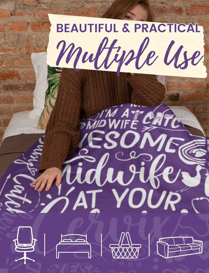 Huglanket Midwife Gifts, Midwife Blanket for OB Nurses, Obstetrician-Gynecologist, Pediatricians, Coworkers from Pregnant Women, 65 x 50 Inches