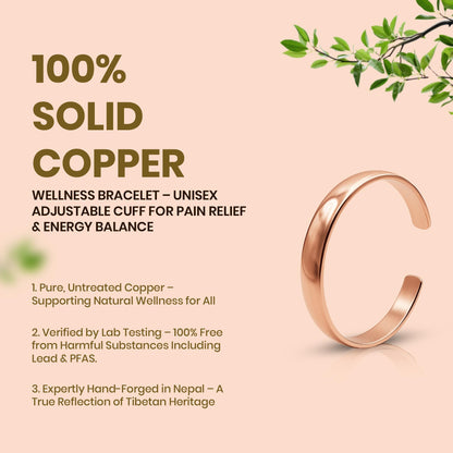 Healing Monk Pure Copper Bracelet for Men & Women – Handmade Uncoated Copper Jewelry Cuff – Adjustable Healing Copper Bracelets for Arthritis – Mens & Womens Copper Cuff Pulsera de Cobre