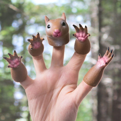 Squirrel Finger Puppet Tiny Hands Theater Prop, Funny Gag Gift for White Elephant, Easter Basket Swap, Adults and Kids