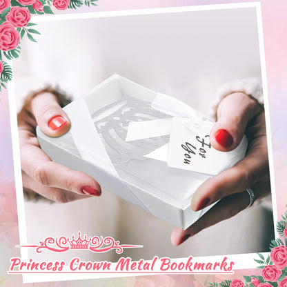 50 Pcs Crown Design Bookmark for Girls Quinceanera Gift - Princess Metal Book Lover Silver Favors With Gift Boxes for Fifteen Birthday, Wedding, Bridal Shower Women