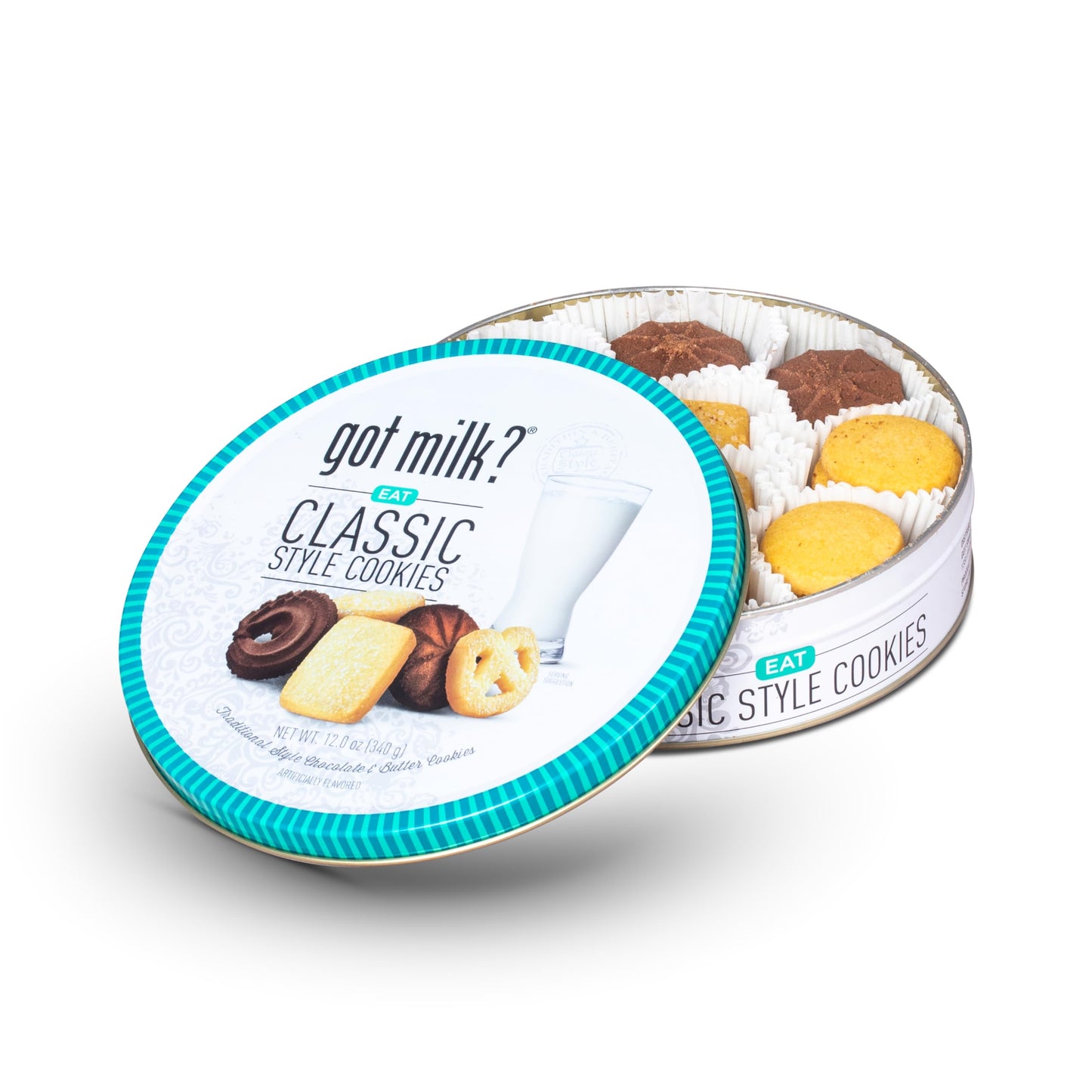 got milk? Classic Style Cookies, Chocolate & Butter Cookies, 12-Oz. Cookie Tin, Traditional Style Danish Butter and Chocolate Cookies for Dessert or Snack, Gift Tin, Retail Pack