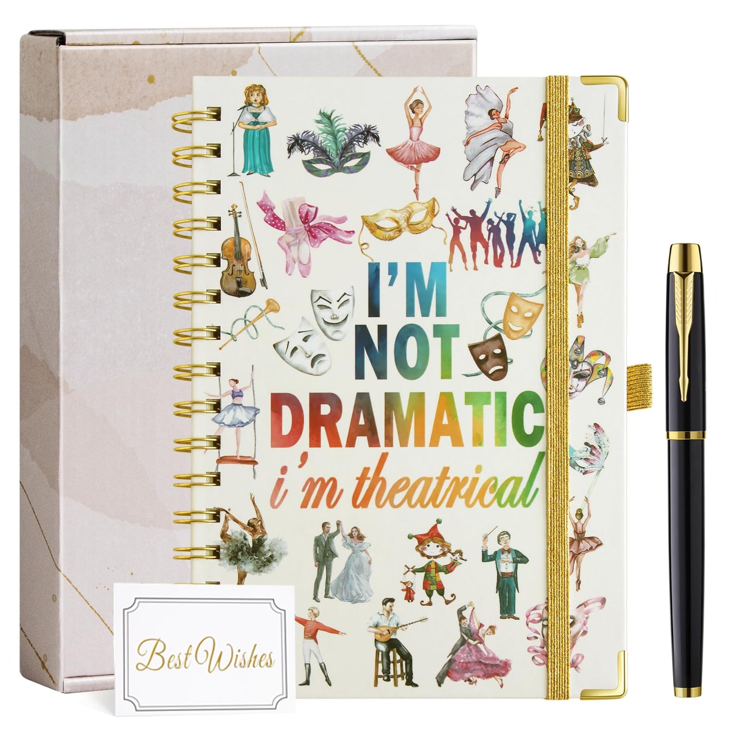 Theater Gifts Musical Theater Gifts Spiral Notebook Journal with Pen Broadway Gift Music Teachers Musicians Funny Gift for Kids Drama Student Directors Actors Graduation Birthday
