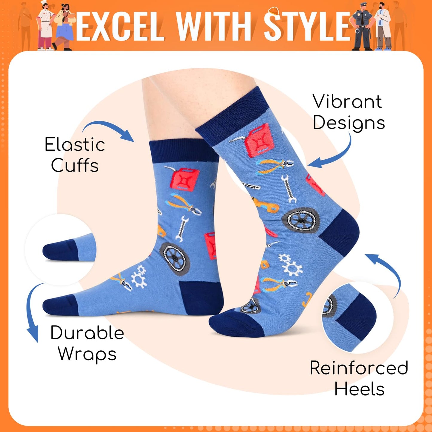 HAPPYPOP Funny Gifts for Women Men - Mechanic Photography Bus Driver Engineer Plumber Sock