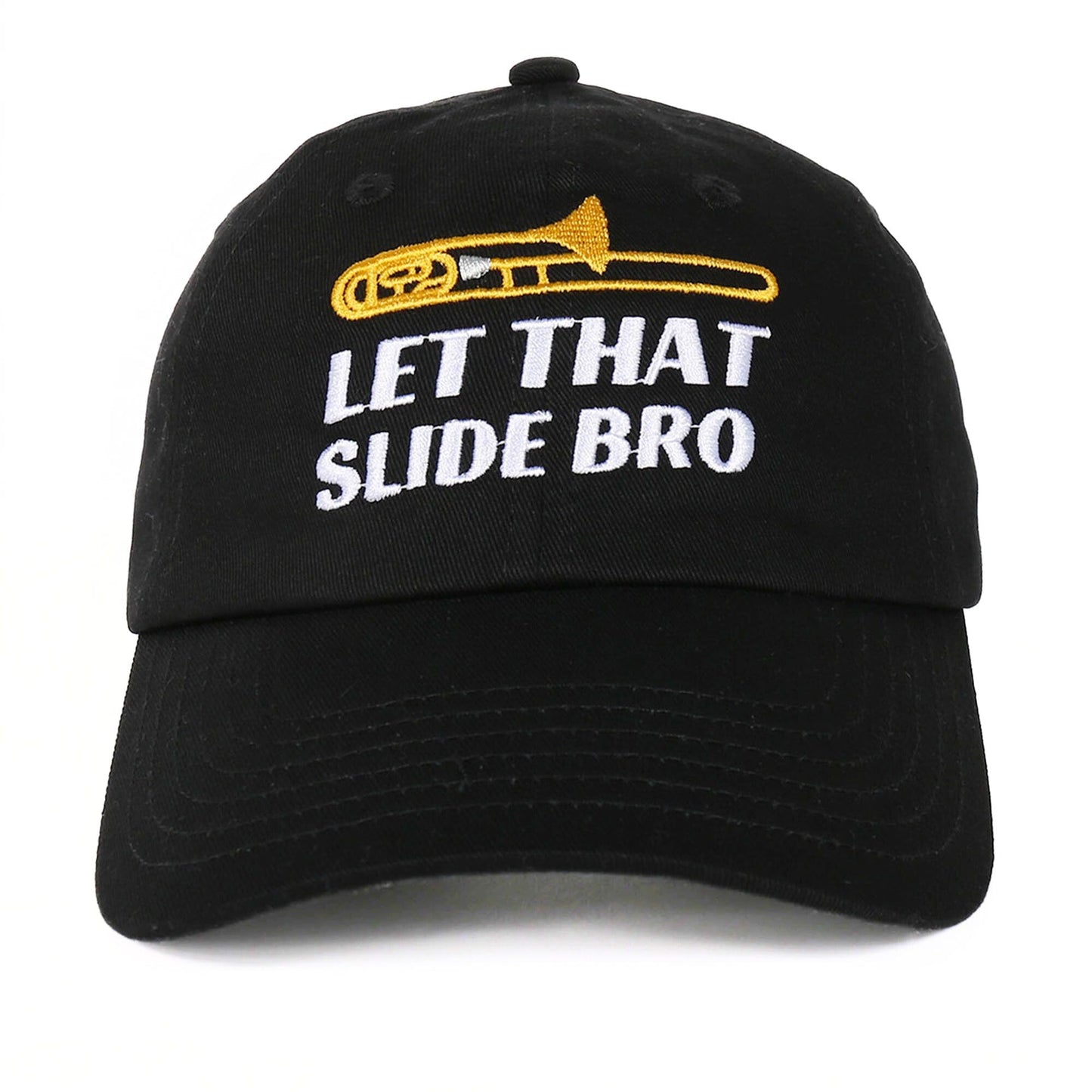 InnoBeta Trombone Player Gifts - Let that Slide Bro Funny Marching Band Hat - Adjustable Embroidered Baseball Cap Black