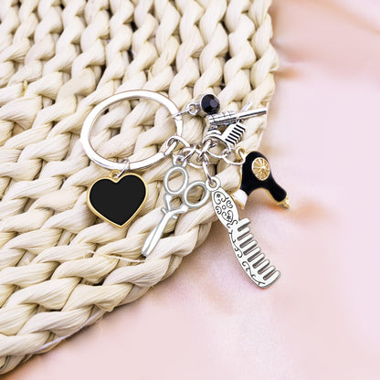 Ikacvb Cute Hair Stylist Gifts Hairdresser Keychain Gifts For Women Men Unique Hairstylist Gift Scissors Comb Charms