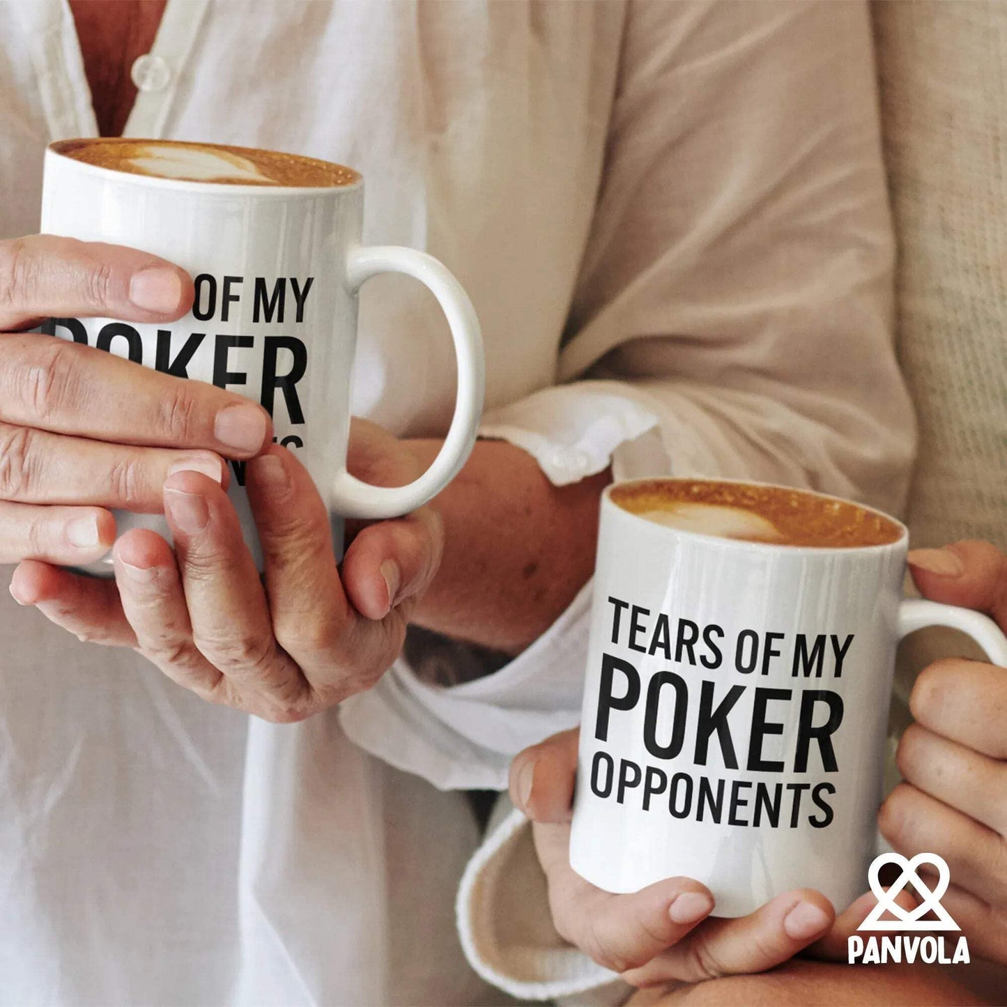 Panvola Tears of My Poker Opponents Funny Gift for Poker Lovers Players Coworker Friends Dad Mom Husband Wife Sister Brother Card Games Ceramic Coffee Mug (White, 11 oz)