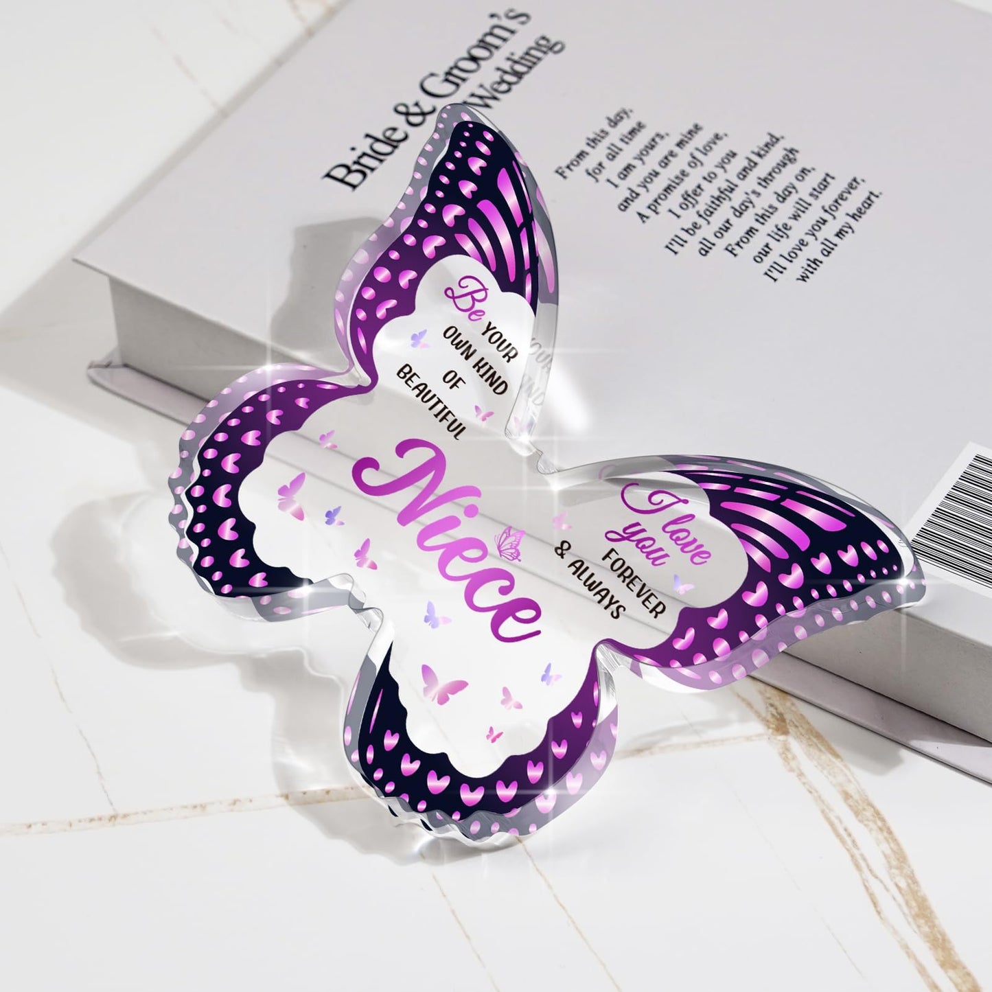 Niece Gifts from Auntie Aunt, Birthday Gifts for Nieces from Aunt, Graduation Mothers Day Valentines Christmas - Butterfly 5x3.8 IN Acrylic Decorative Plaques