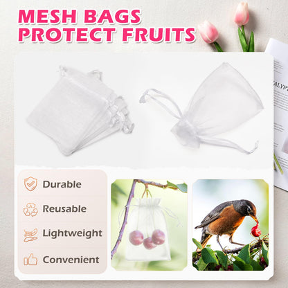 ANZNKU 50PCS White Organza Bags 3x4, Small Gift Bags Bulk for Sachet Jewelry Candy Treat, Mini Mesh Bag Drawstring Goodie Pouch for Wedding Birthday Party Favor Baby Shower & Graduation Gifts