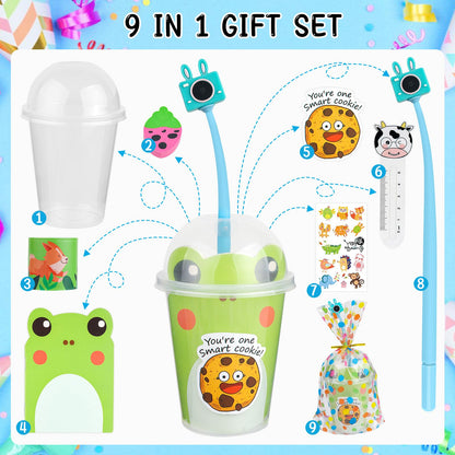 Mepmela Return Gifts for Birthday Party, 12 Pack Birthday Goodie Bags with Cups Notebooks Fun Pens Stickers for Classroom Gifts Class Rewards Prizes