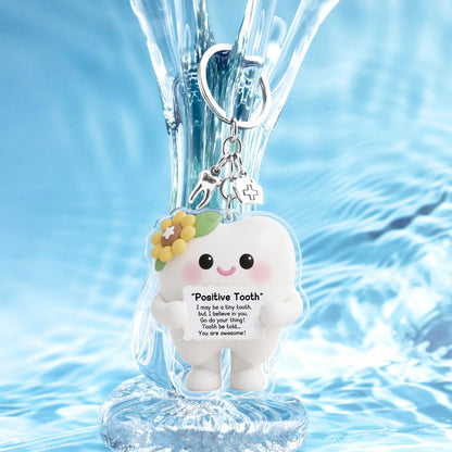 Positive Dental Assistant Accessories Dental Hygienist Gifts For Women Doctor Cute Tooth Keychain Dentist Gifts For Women Girl Friend Dental Hygienist Graduation Gift For Nurse Tooth Stuff
