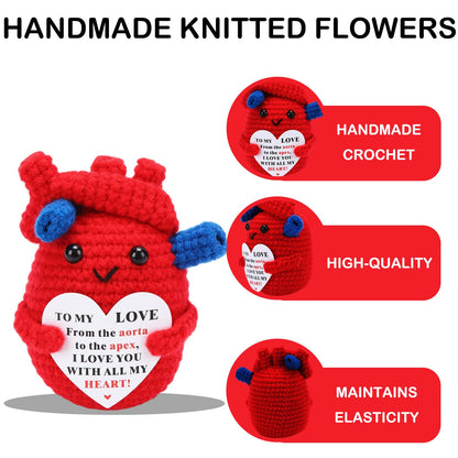 Gifts for Wife Women Mom,Valentines Day Decorations, Handmade Positive Crochet Heart for Mothers Day ，Birthday, Anniversary Wedding Gifts