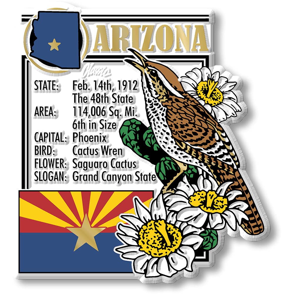 Arizona Six-Piece State Magnet Set by Classic Magnets, Includes 6 Unique Designs, Collectible 3D Rubber Vintage-Style Souvenirs and Gifts Made in the USA