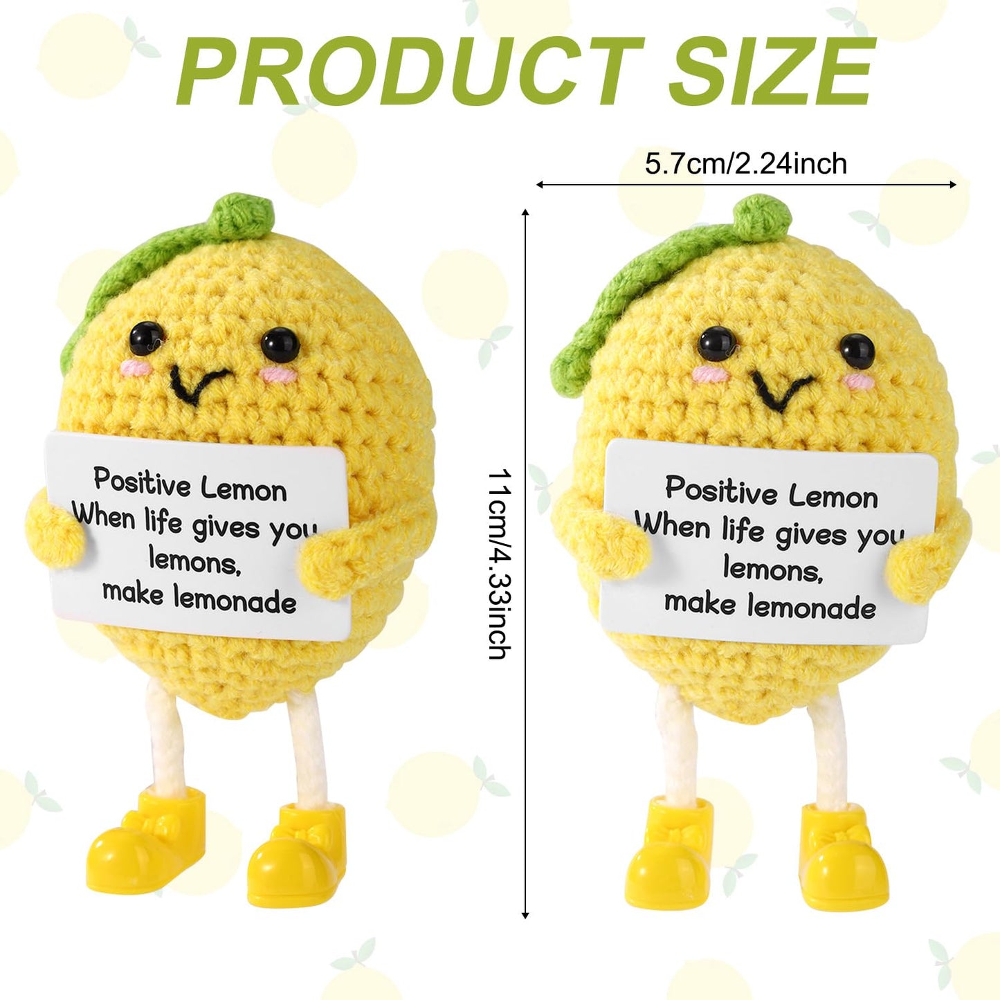 TOYMIS Funny Positive Lemon, 4.3 Inch Emotional Lemon Crochet Support Doll with Encouragement Card Cute Handmade Knitted Positive Toy for Friends Family Home Office Decoration Party Favors Accessories