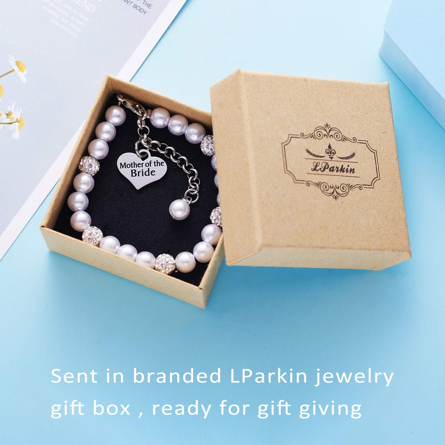 LParkin Mother of the Bride Gifts Pearl Bracelet Wedding Gift for Mom Mother in Law Jewelry
