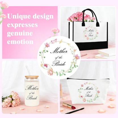 J6&H6 Mother of the Bridge/Groom Gifts Mother Gift Set Included Glass Cups Tote Bag Bracelet for Bridal Shower Wedding Gifts