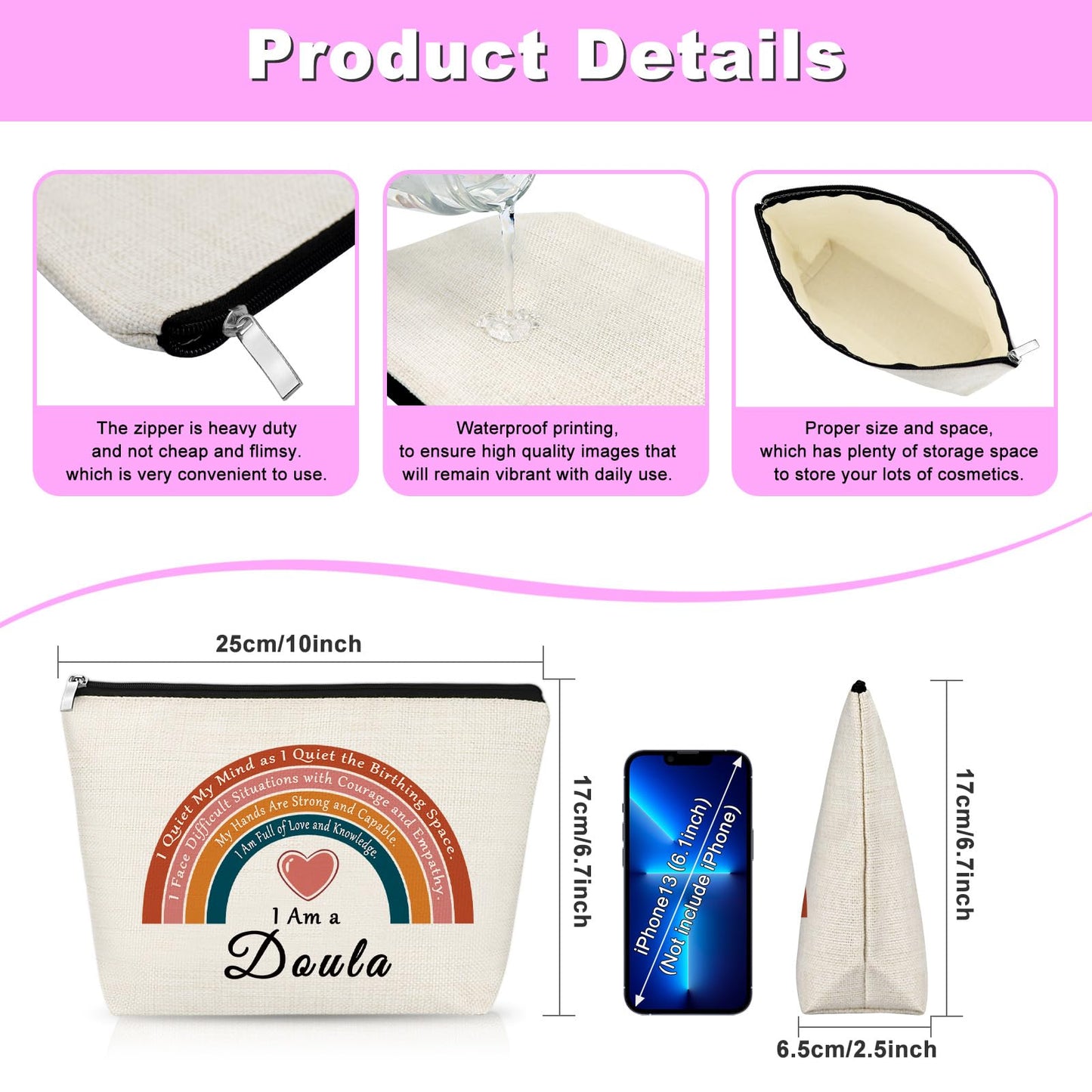 Thank You Gift for Midwife Makeup Bag Appreciation Gifts for Doula Postpartum Nurse Inspirational Survival Gifts for Grandma Mom Friend Graduation Gift for Obstetric Doctor Coworker Travel Pouch