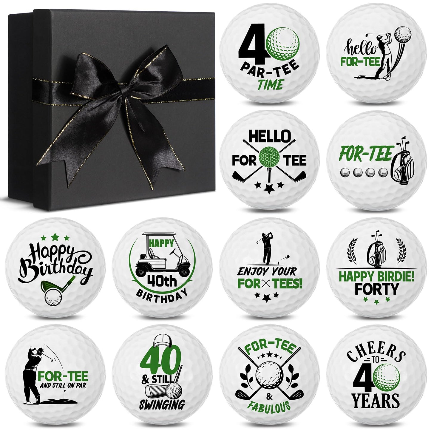 Seenelling 12 Pcs Happy Birthday Golf Ball Funny Christmas Novelty Gift for Dad Mom Coworker Employee Husband Grandpa Golfers Lovers Birthday