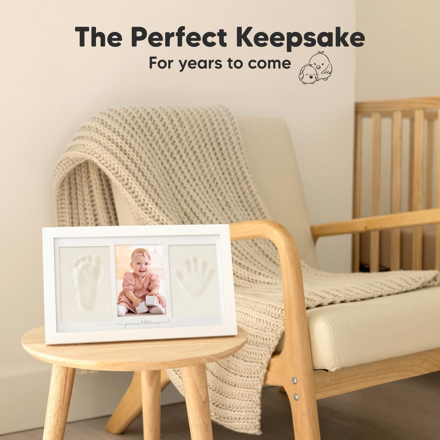 KeaBabies Baby Hand and Footprint Kit - Clay Handprint Keepsake Frame, Newborn Nursery Picture Frame, Personalized New Mom Gifts for Baby First Christmas Shower (Alpine White)