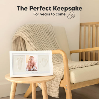 KeaBabies Baby Hand and Footprint Kit - Clay Handprint Keepsake Frame, Newborn Nursery Picture Frame, Personalized New Mom Gifts for Baby First Christmas Shower (Alpine White)