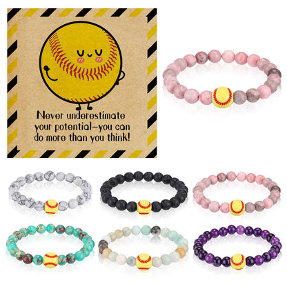 Tondiamo Basketball Softball Positive Team Gifts Bulk Lava Stone Bracelet Inspirational Card Senior Night Sport Graduation Party Favors End of Season Gifts for Player Sport Lover