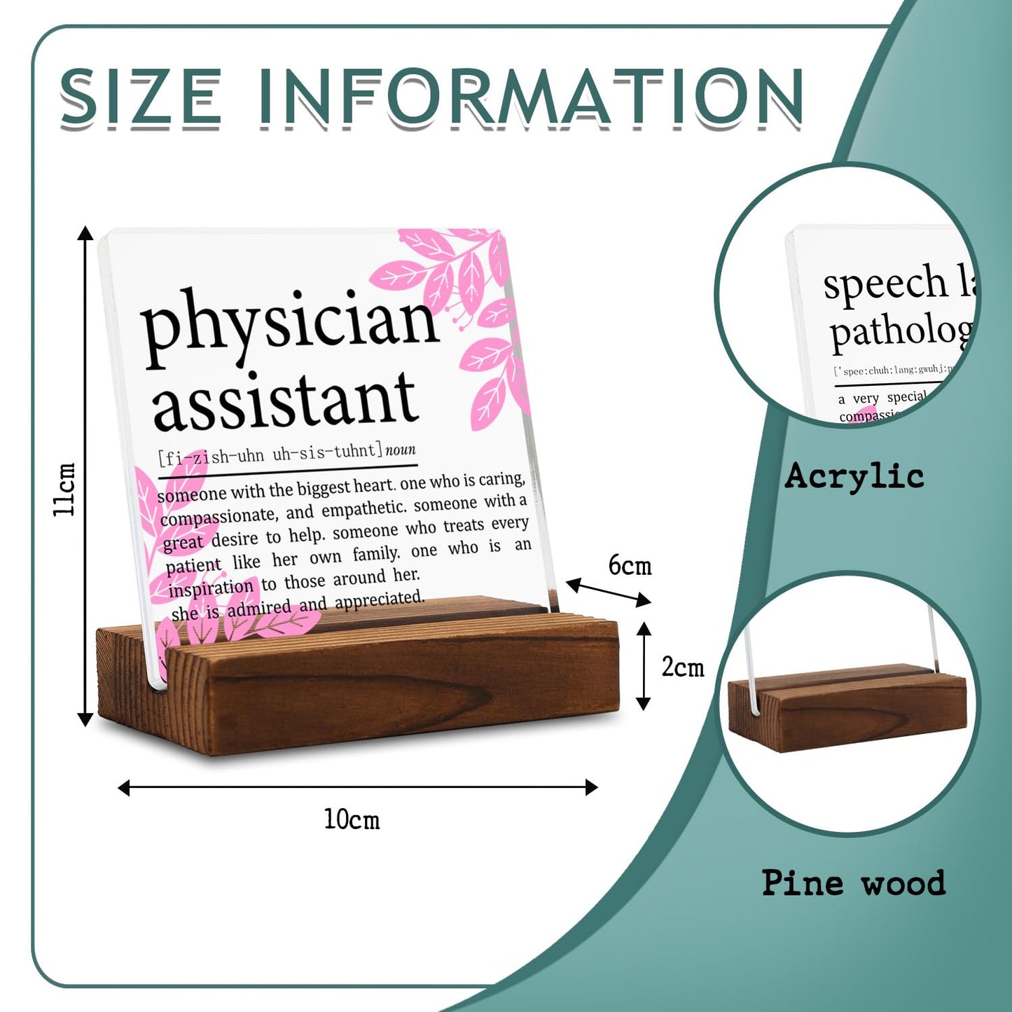 Physician Assistant Gifts for Women Men Clear Desk Decor Signs, Appreciation Thank You Gifts for Medical Physician, PA Definition Plaque Graduation Future PA Gifts Clinical Office Decor