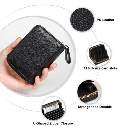 Credit Card Holder RFID Card Case Wallet, Small Accordion Zipper Card Case Holder, Card Organizer Case for Women Men