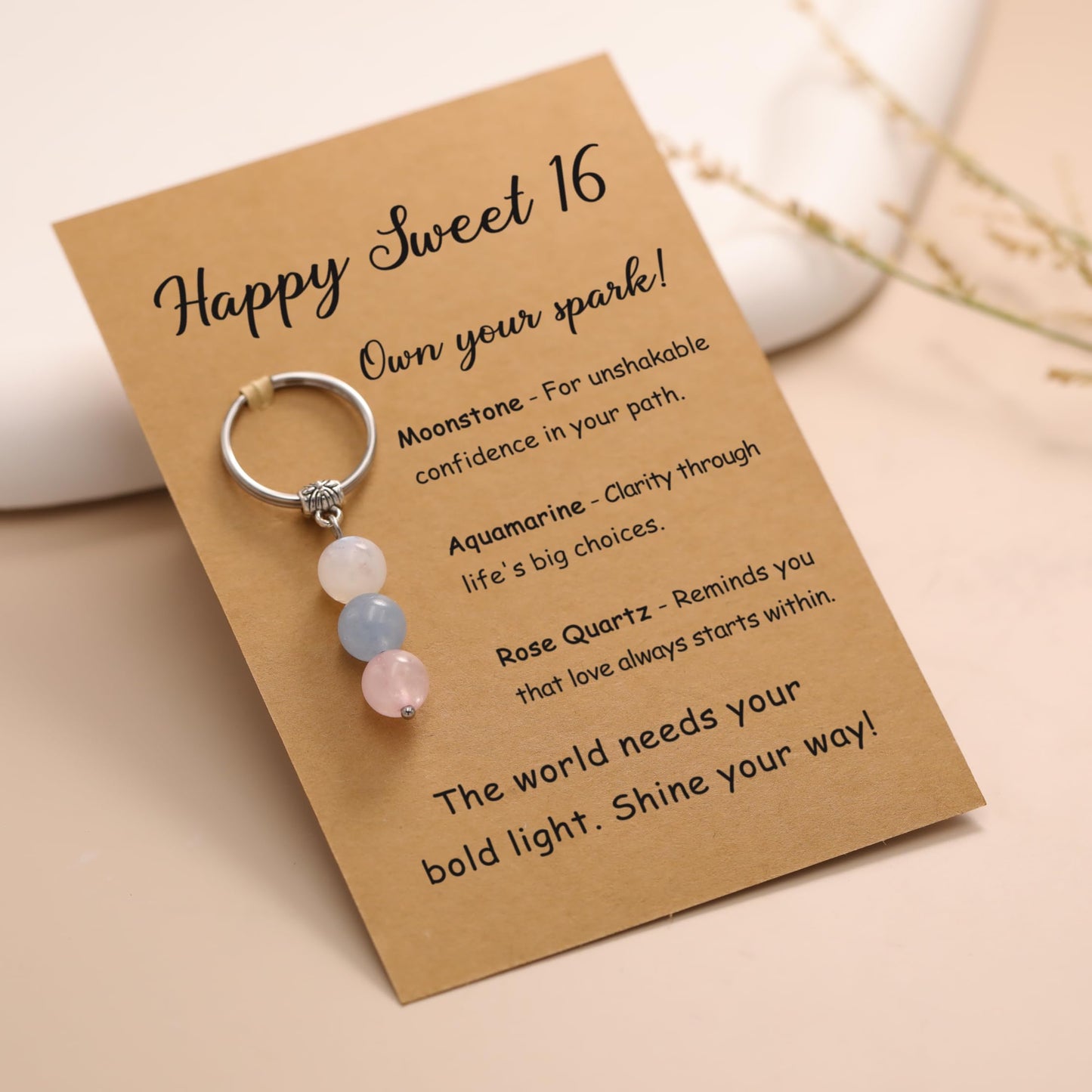 PRCOLUX Happy Birthday Gifts for Women Friend Sister Mom Daughter, 13 16 21 30 40 50 60 70th Birthday Gifts Crystal Keychain