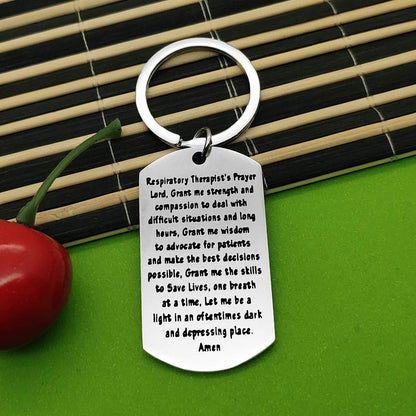 Baipilu Respiratory Therapy Gifts for Men Women Therapist Prayer Keychain Respiratory Tech Keychain Gift for Graduates Birthday Graduation Present Therapist Present
