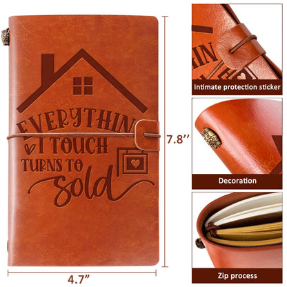 Realtor Gifts for Women, Everything I Touch Turns to Sold Leather Journal Notebook, Closing Gifts for Realtors, Thank You Gift for Realtor Real Estate Agent, Salesman, Boss, Coworkers, Employees