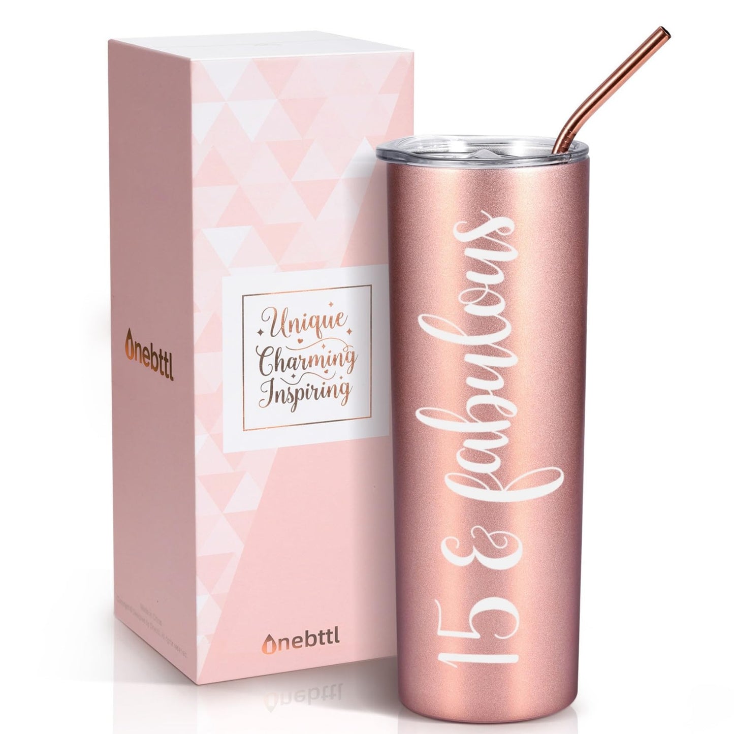 Onebttl Quinceanera Gifts, 15 Year Old Girl Gifts for Birthday, 15th Birthday Gifts for Girls, Female, Her - 20oz/590ml Stainless Steel Insulated Tumbler
