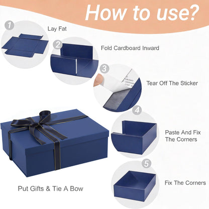 Rinrda Extra Large Gift Box 16.5x13x5.5 inches,Blue Gift Boxes with Lids for Presents,Perfect for Birthday,Valentine's Day,Christmas,Anniversaries,Contains Card,Ribbon,Shredded Paper Filler.