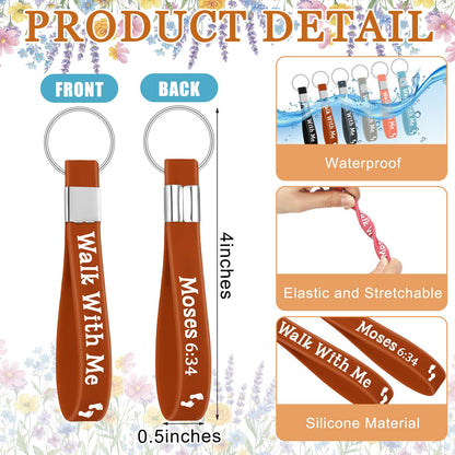 Kenning 24 Sets Walk with Me Keychains with Mormon Youth Theme Bookmarks LDS Missionary Silicone Keychain Bulk Graduation Gift for Coworker Sunday School Pastor Church