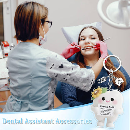 Positive Dental Assistant Accessories Dental Hygienist Gifts For Women Doctor Cute Tooth Keychain Dentist Gifts For Women Girl Friend Dental Hygienist Graduation Gift For Nurse Tooth Stuff