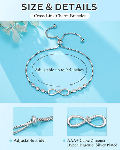 Eryuor Confirmation Baptism Gifts-Love is Forever Infinity Cross Bracelet Christian Gifts for Women Teens