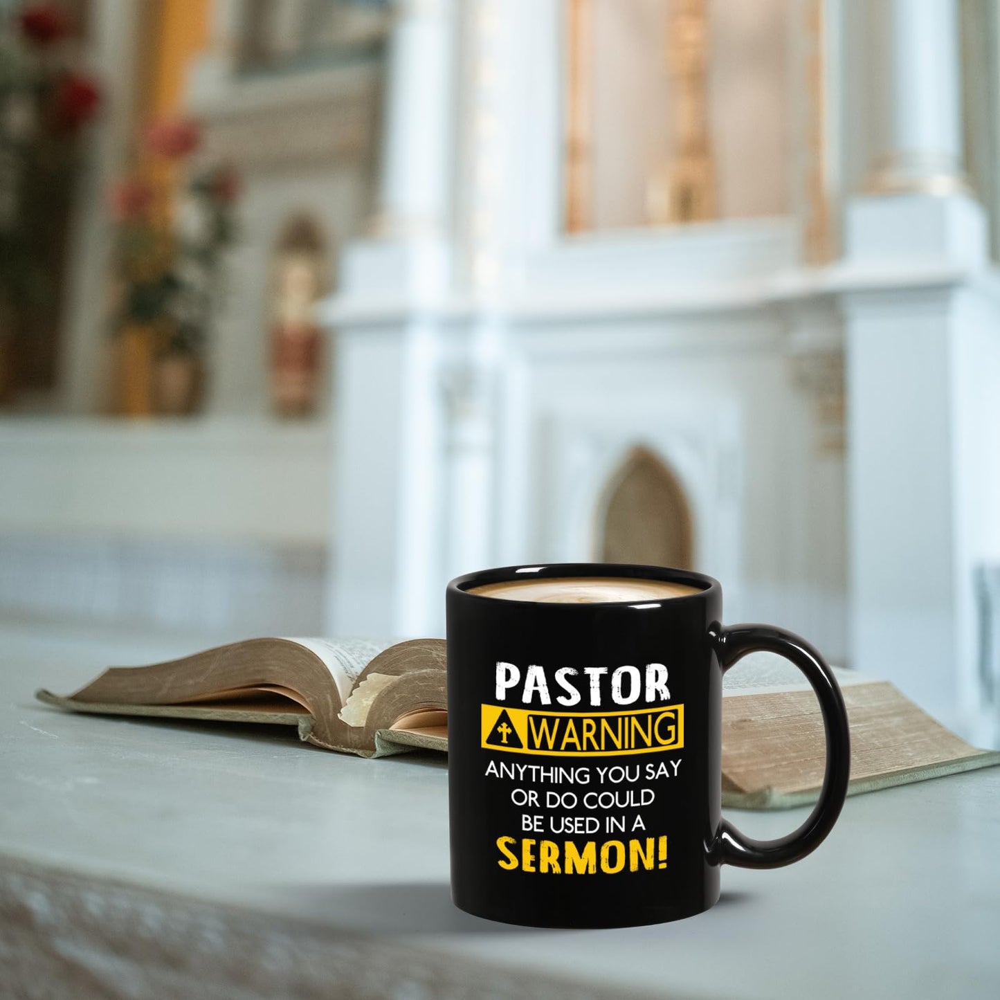 YHRJWN - Pastor Appreciation Mug, Religious Gifts for Men, Unique Christian Gifts for Birthday, Christmas - 11 Oz Black