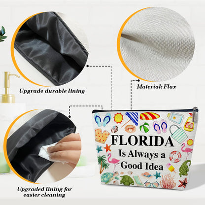 Florida Travel Makeup Bag, Florida Girl Gift, Travel Vacation Gift Pouch, Trip Souvenirs, Travelling Lover Cosmetic Bag for Purse